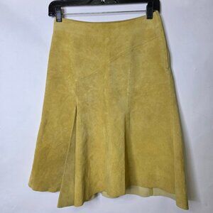 Danier genuine leather Suede mustard flare skirt